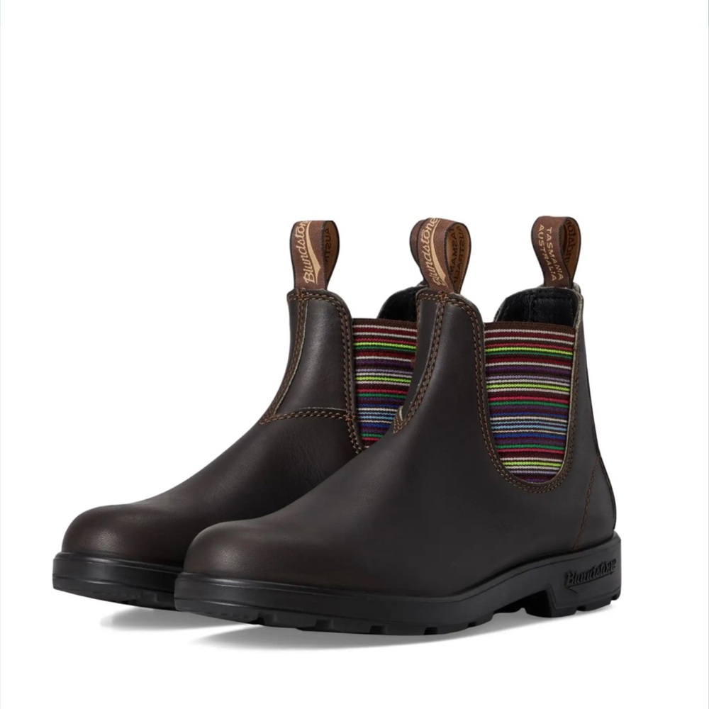 Blundstone Brown Ankle Boots with Multicolor Stripes